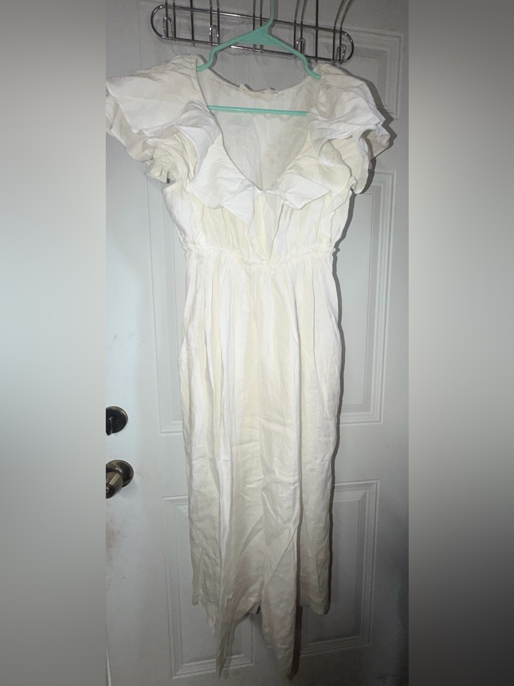 Trina Turk White Ruffle Midi Dress